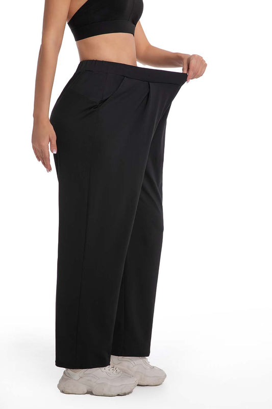 High-Waisted Straight Leg Pants with Pockets for Women Stretch Tummy Control Work Pants Breathable Office to Weekend Casual Comfort Fit