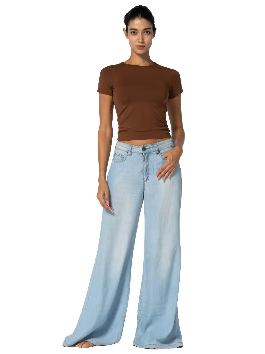 Sunzel Short Sleeve Fitted Basic T Shirts for Women, Ultra Soft Crew Neck Basic Tee Cute Trendy Summer Tops Tight Tees