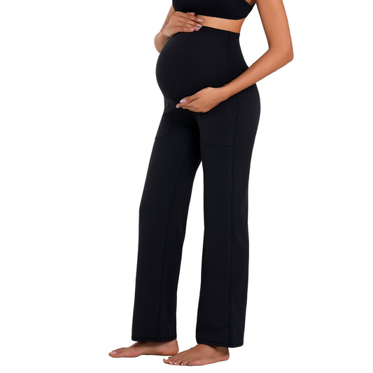 Funidos Maternity leggings Yoga Pants with Pockets High Waisted Over The Belly Buttery Soft Workout Leggings for Women Stretchy Pregnancy Activewear