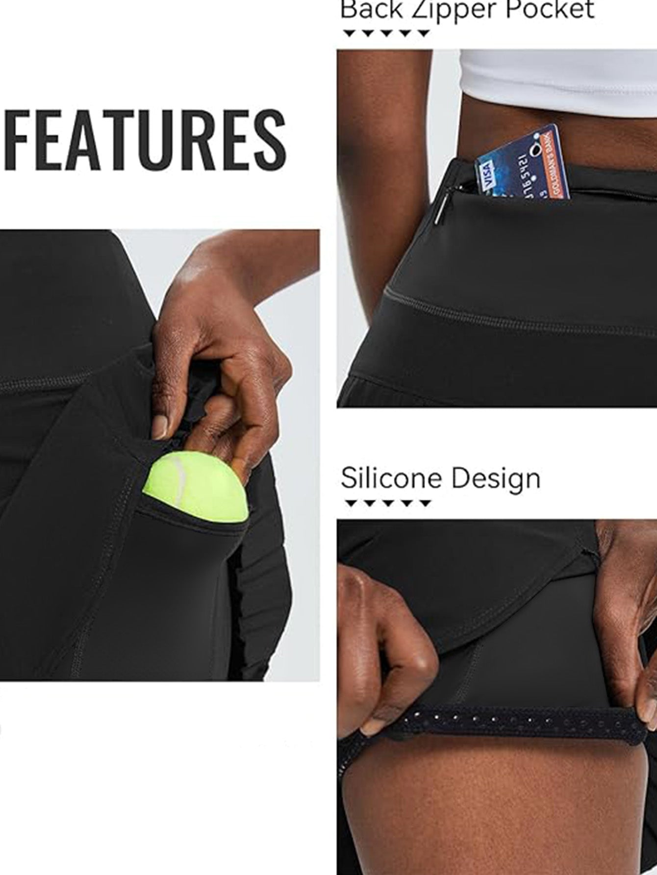 Women's Pleated Tennis Skirt Golf Skorts High Waist with Zipper Pocket Athletic Skirt for Women Built-in Shorts for Running Yoga Gym