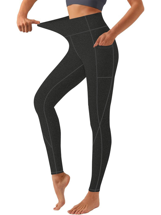 Plus-Size High Waisted Yoga Pants with X-Band Side Pockets Tummy Control Workout Leggings for gym runnings 0XL-5XL Inclusive