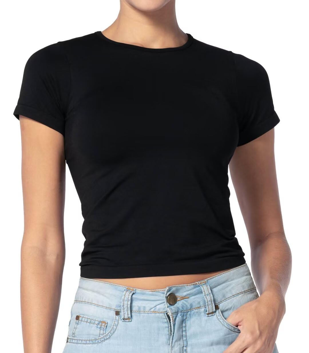Sunzel Short Sleeve Fitted Basic T Shirts for Women, Ultra Soft Crew N