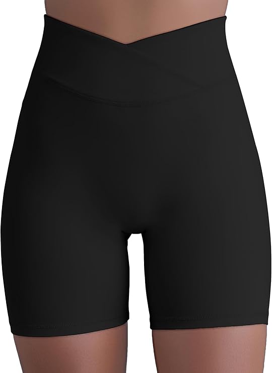 Sunzel Hidden Butt Lifting Scrunch Biker Shorts for Women High Waist Crossover Yoga Gym Workout Shorts with Tummy Control