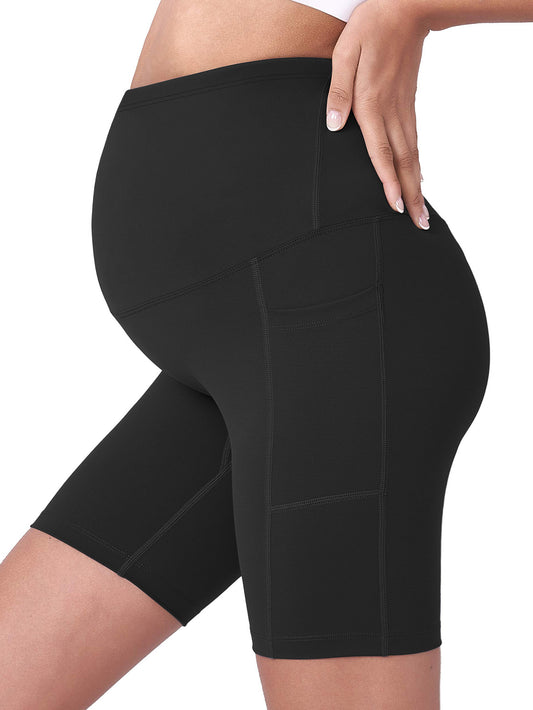 Sunzel Maternity Yoga Shorts for Women High-Waisted Pregnancy Workout Shorts with Pockets Stretchy Wide Elastic Waistband Pre Postpartum Activewear