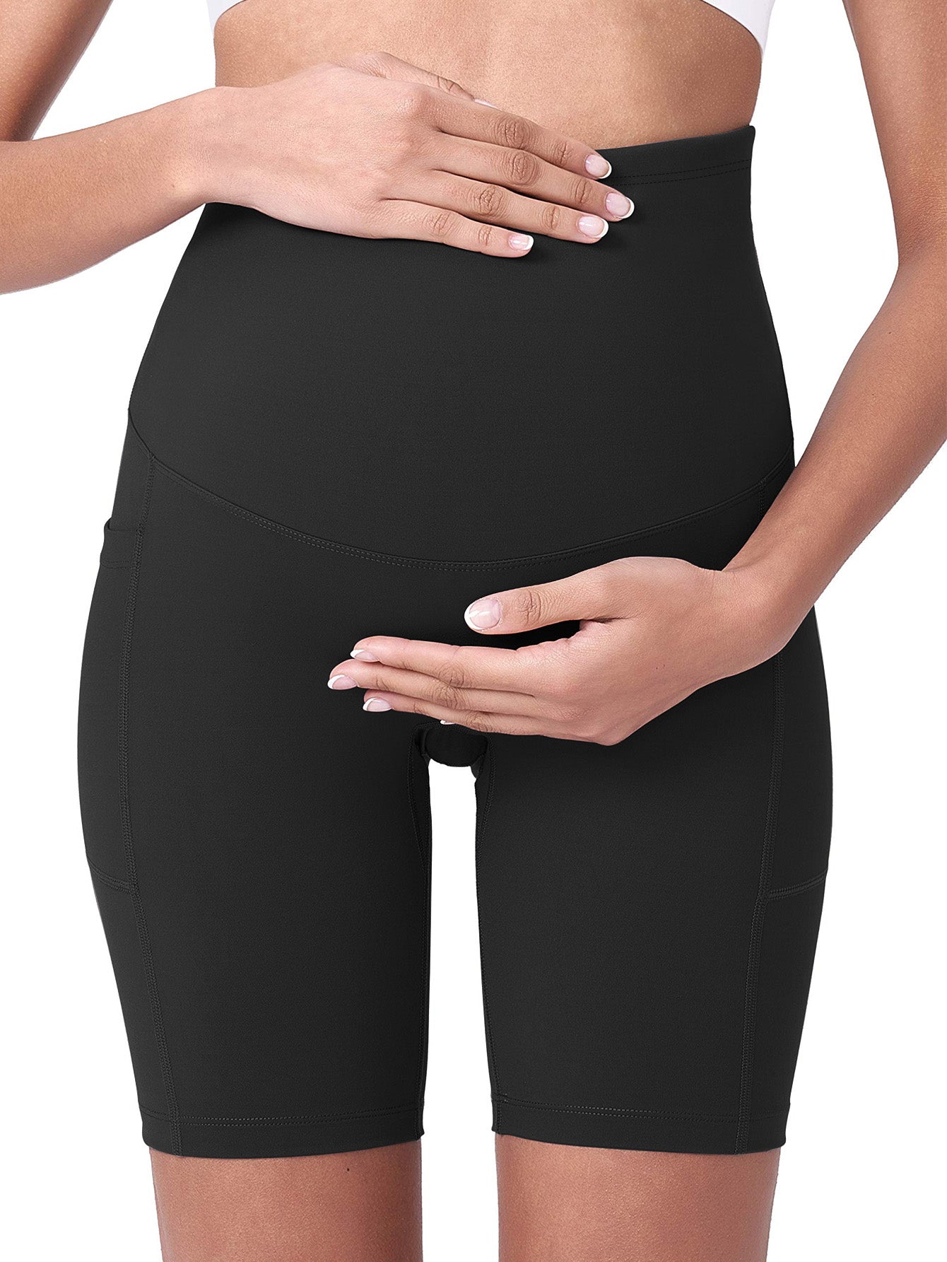 Sunzel Maternity Yoga Shorts for Women High-Waisted Pregnancy Workout Shorts with Pockets Stretchy Wide Elastic Waistband Pre Postpartum Activewear