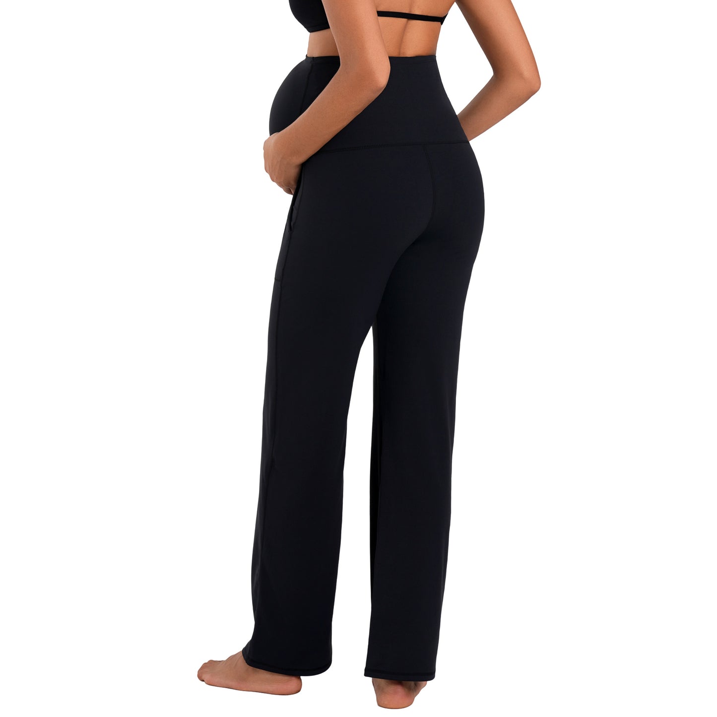 Funidos Maternity leggings Yoga Pants with Pockets High Waisted Over The Belly Buttery Soft Workout Leggings for Women Stretchy Pregnancy Activewear