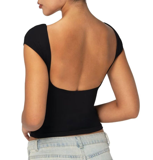 Women's Lace Back T-Shirt High-Stretch Slim Fit Breathable Top Workout Casual Outfit