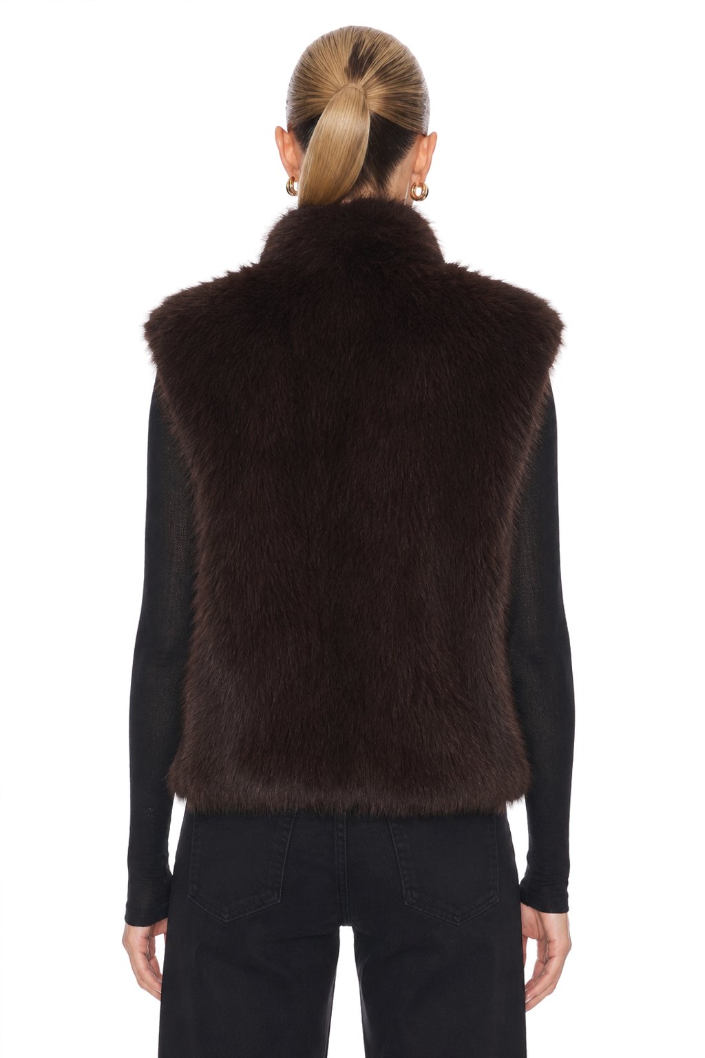 Sunzel Womens Faux Fur Vest Zip Up Sleeveless Fluffy Plush Gilet, Stand Collar Brown Winter Layering Outerwear for Women