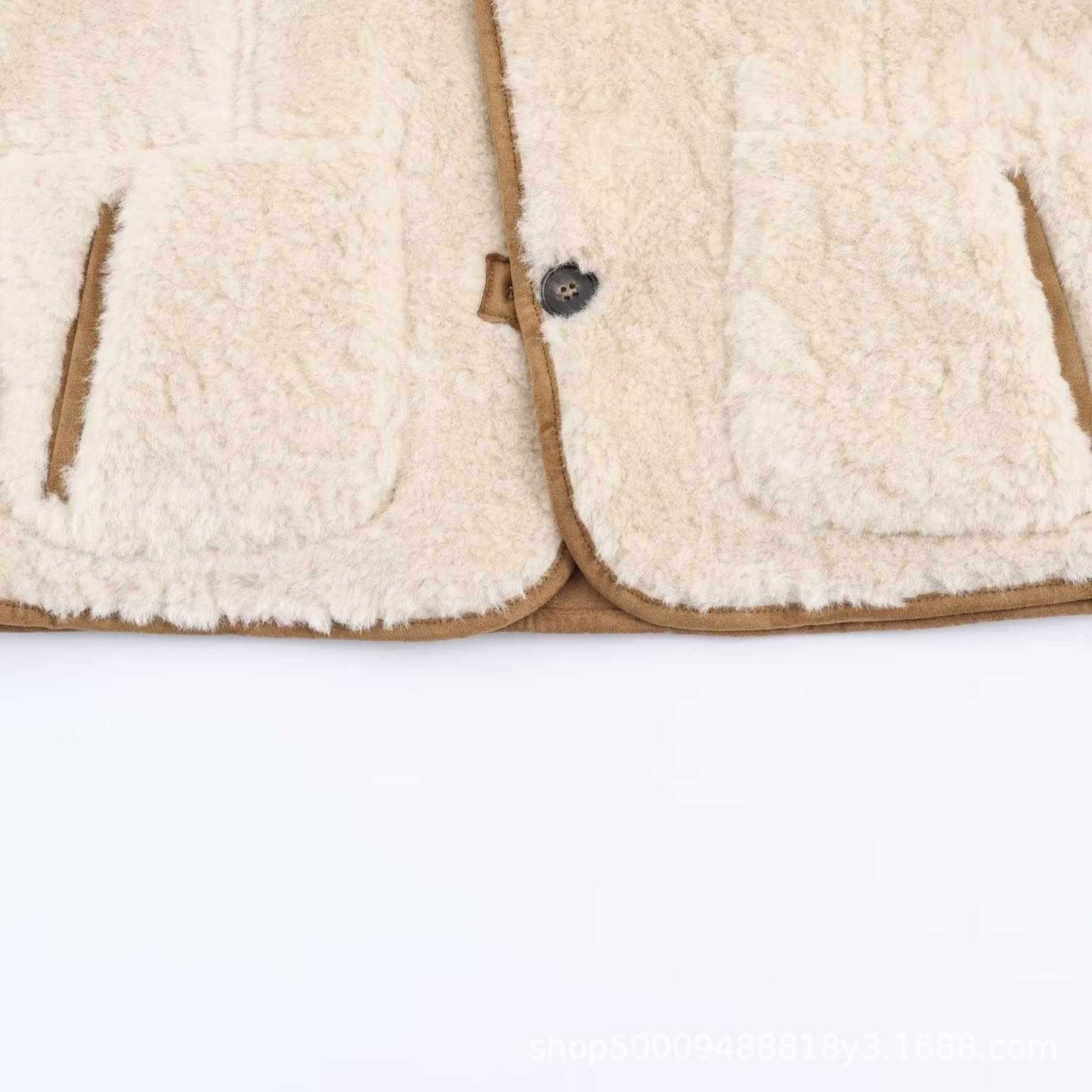 Sunzel Womens Reversible Sherpa Coat, Camel Suede Look Short Trench Outerwear, Stand Collar Button Front Jacket with Pockets