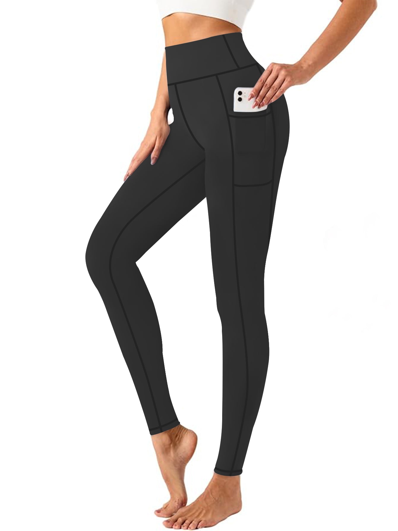 Plus Size High-Waist Yoga Pants with Pockets Stretchy Workout