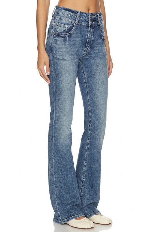 Sunzel Womens Embroidered Flare Jeans High Waisted Denim Pants, Double Button Bootcut Jeans with Pockets Western Style