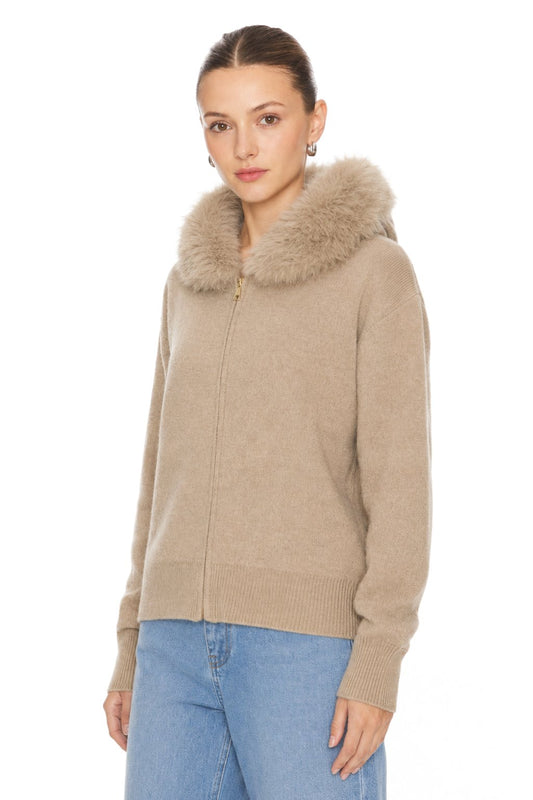 Sunzel WARM STYLISH KNIT COAT FOR WOMEN Faux Fur Collar Long Sleeve Zipper Cardigan Breathable Like Cotton Wrinkle-Resistant Perfect for Fall Winter Layering