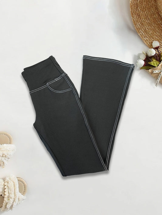 Sunzel Women's High-Waisted Flare Pants Stretchy Polyester Spandex Blend Comfort Fit Elastic Waist 30"Inseam S-5XL