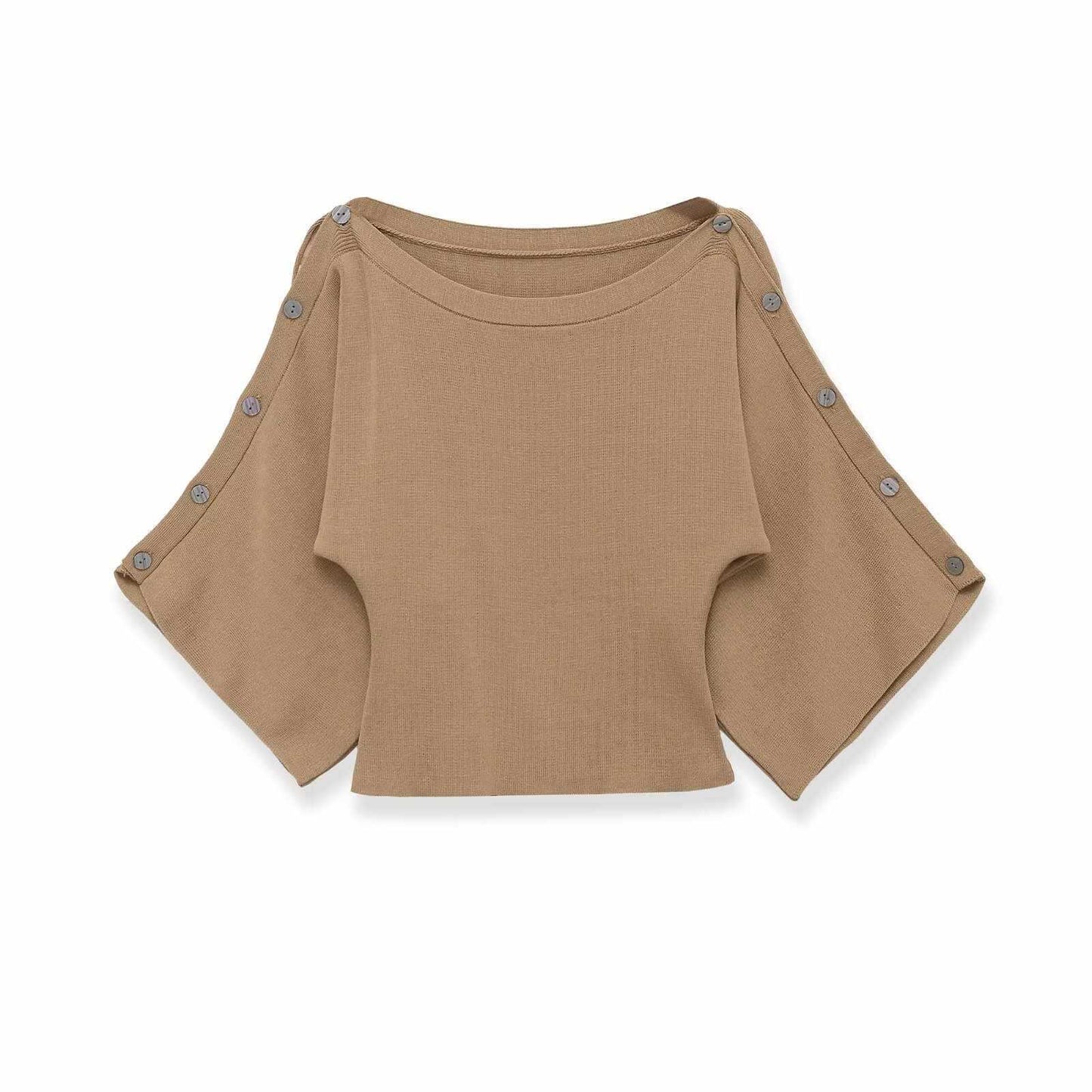 Sunzel Womens Knit Coat Off Shoulder Cape Sleeve Cropped Sweater Top Button Detail Casual Fall Winter Pullover Outerwear