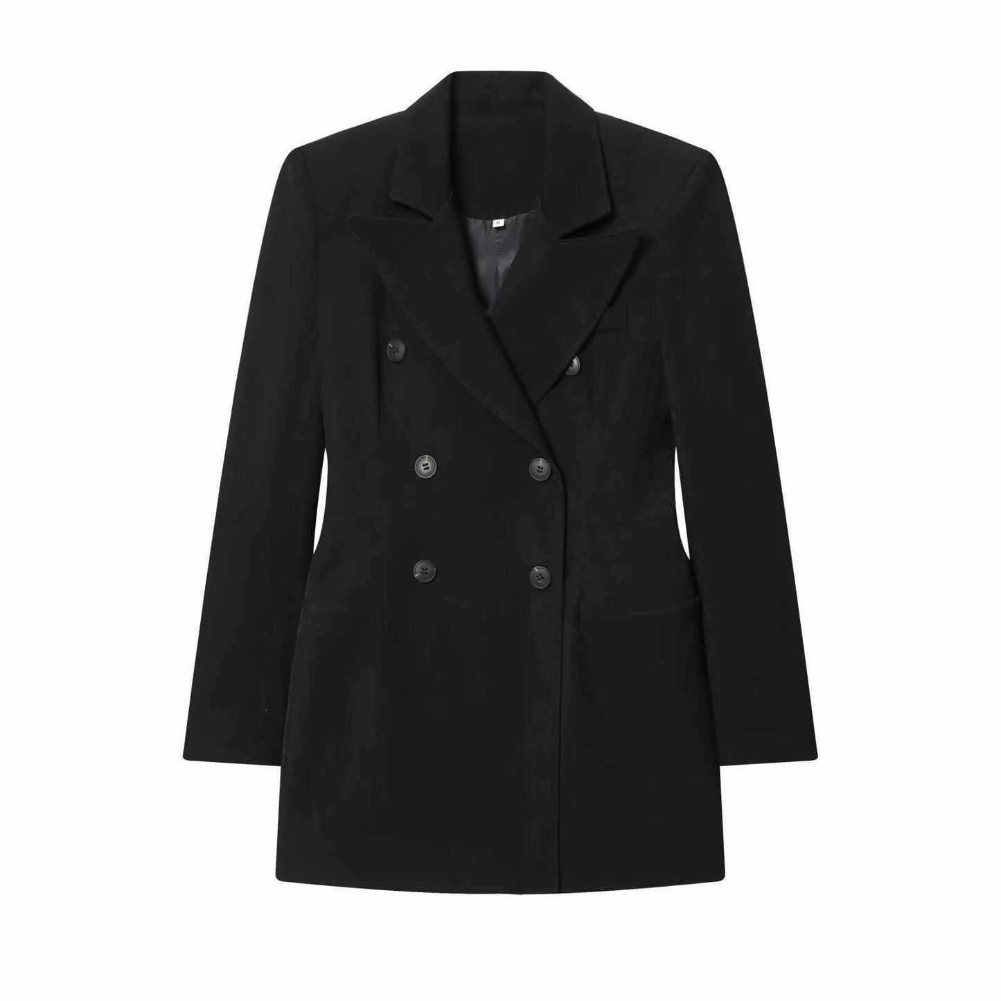 Sunzel Womens Double Breasted Blazer Coat Dress Smoothing Fitted Slim Waist Longline Black Outerwear with Side Pockets Fall