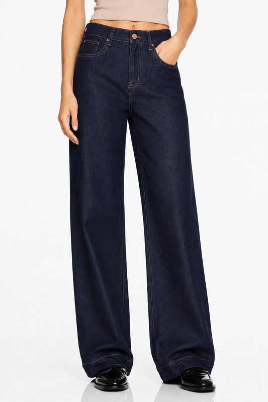 Sunzel Womens Trouser Wide Leg Jeans High Waisted Denim Pants, Dark Wash Loose Long Street Jeans with Pockets