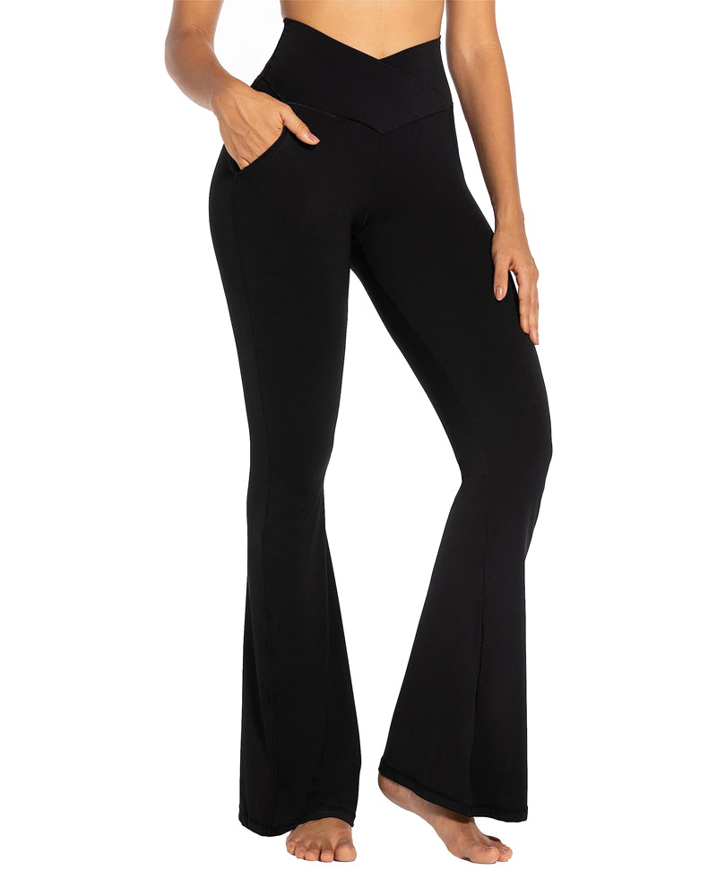 Sunzel Flare Leggings for Women V Crossover High Waisted