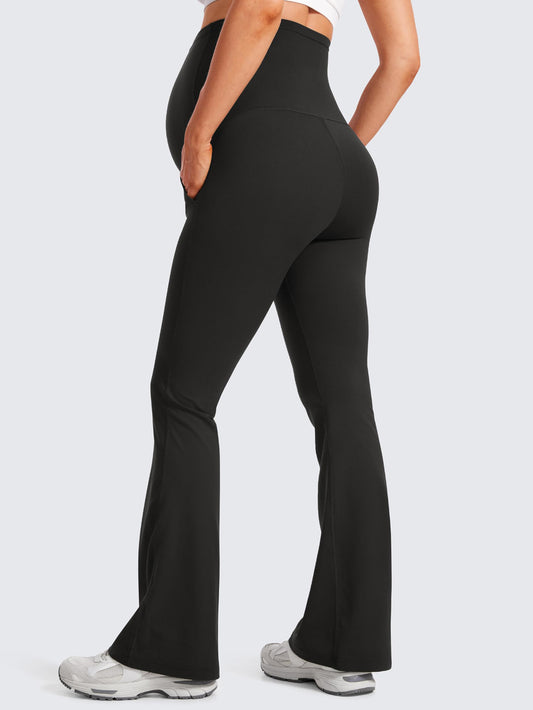 Sunzel Maternity Flare Leggings Yoga Bell Bottom Pants Pregnancy Wide Waistband Stretchy Workout Leggings for Women Pre Postpartum Support