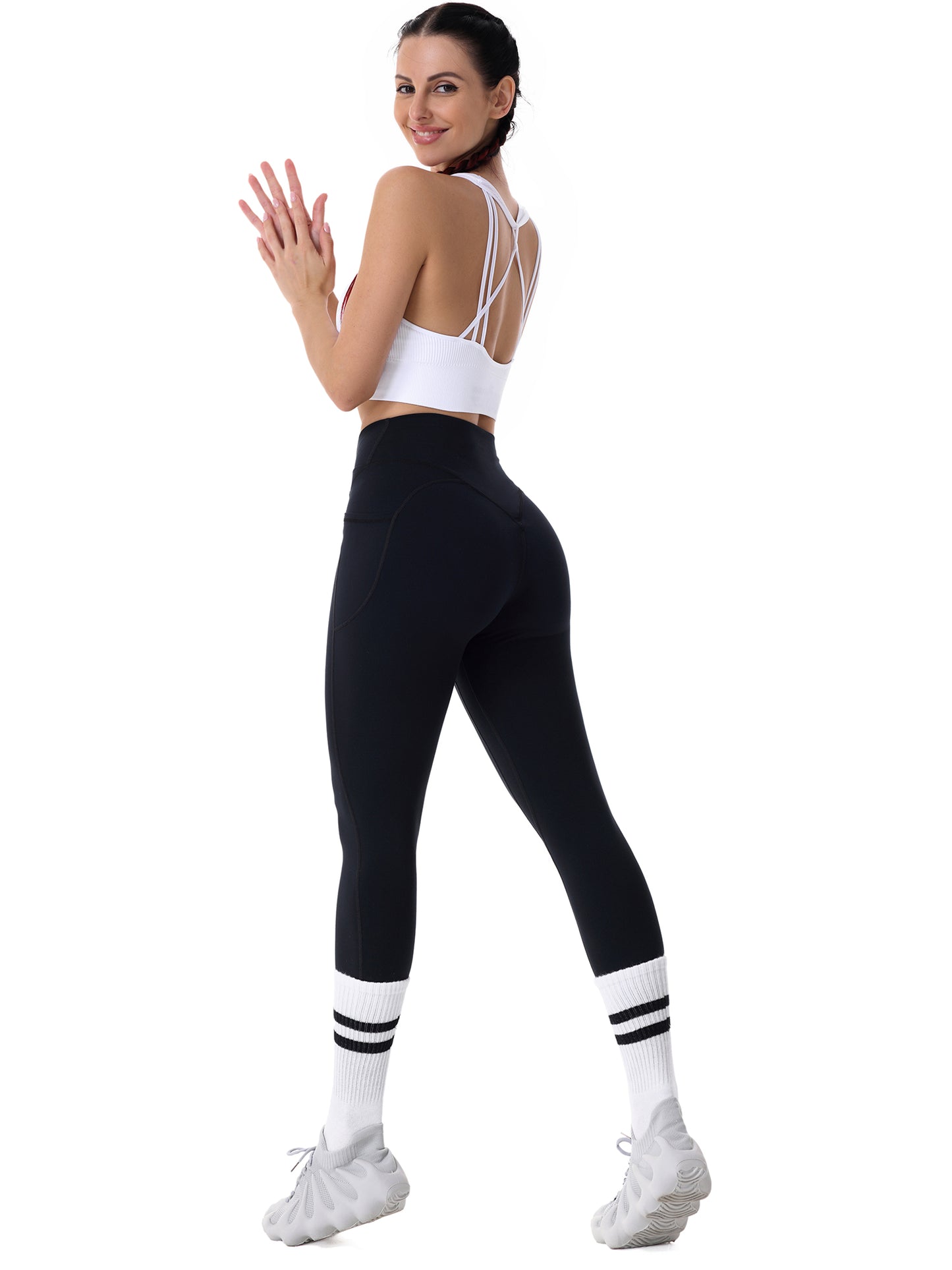 28" Workout Leggings - V Cross Waist with Pockets
