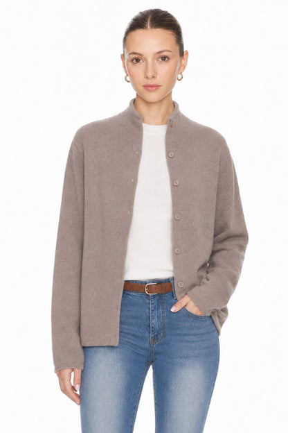 Sunzel Womens Knit Cardigan Mock Neck Button Down Sweater, Long Sleeve Loose Fit Soft Fall Winter Casual Layering Top