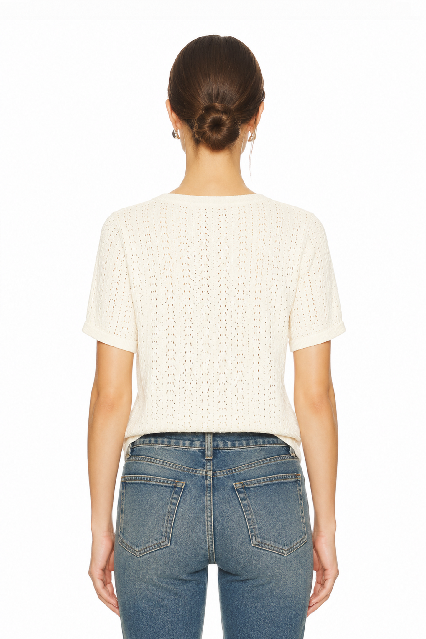 Sunzel Womens Short Sleeve Knit Cardigan Openwork Button Down Summer Sweater Top Lightweight V Neck