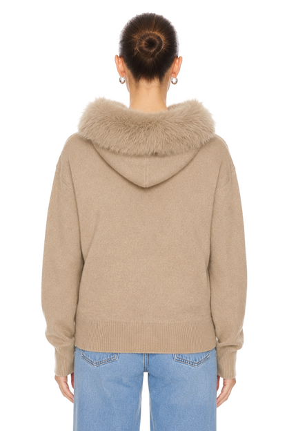 Sunzel WARM STYLISH KNIT COAT FOR WOMEN Faux Fur Collar Long Sleeve Zipper Cardigan Breathable Like Cotton Wrinkle-Resistant Perfect for Fall Winter Layering