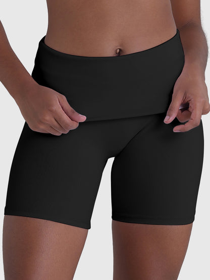 Sunzel Fold Over Biker Shorts Women High Waisted No Front Seam Tummy Control Compression Workout Athletic Gym Yoga Shorts