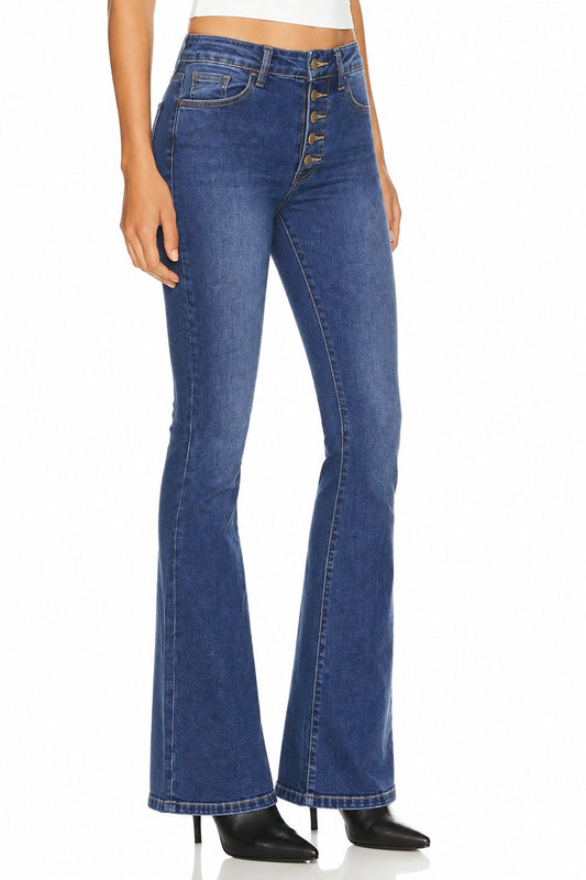 Sunzel Women's High Waisted Flare Jeans Button Fly Denim Pants, Butt Lifting Bootcut Jeans with Pockets, Slim Fit Full Length Jeans