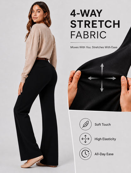 Sunzel Womens Stretch Wide Leg Dress Pants Hidden Butt Scrunch Work Trouser