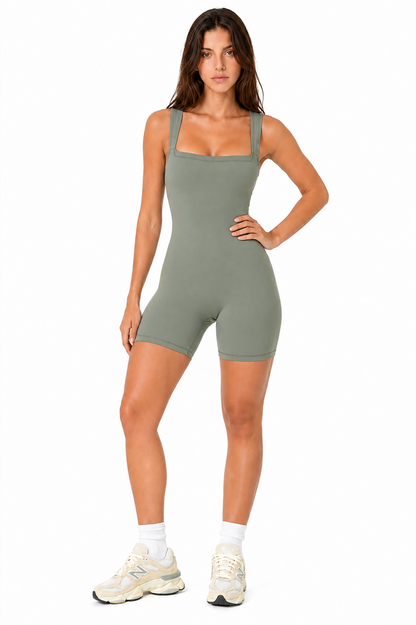 Sunzel Buttery Soft Shorts Sports Women's Square Neck Butt Lift Bodysuit