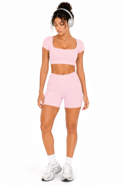 Sunzel Womens Short Sleeve Crop Top with Built in Bra Athletic Yoga T Shirt Casual Fitted Workout Gym Active Tee with Padding