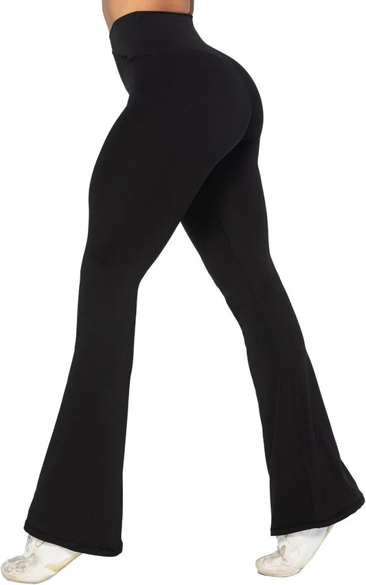 Funidos V-Waist Flare Legging Tummy Control High Stretch Breathable Fabric Bootcut Yoga Pants for Women