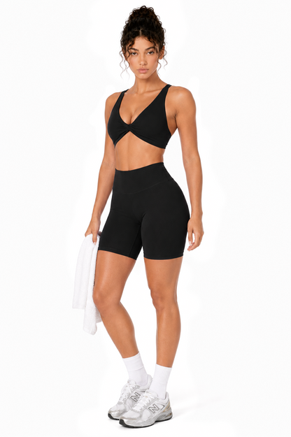 Sunzel Women's V-Neck Twist Sports Bra Low Impact with Removable Pads Cross Backless Straps Going Out Casual Padded Bralette
