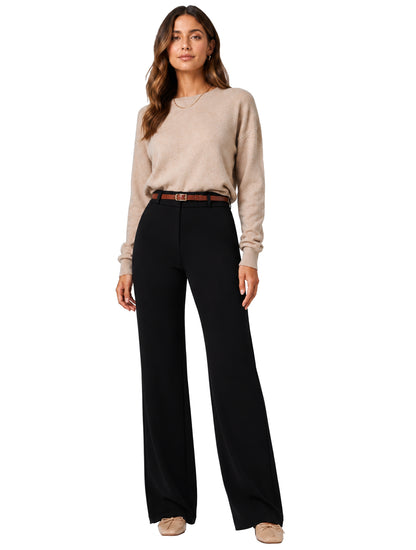 Sunzel Womens Stretch Wide Leg Dress Pants Hidden Butt Scrunch Work Trouser