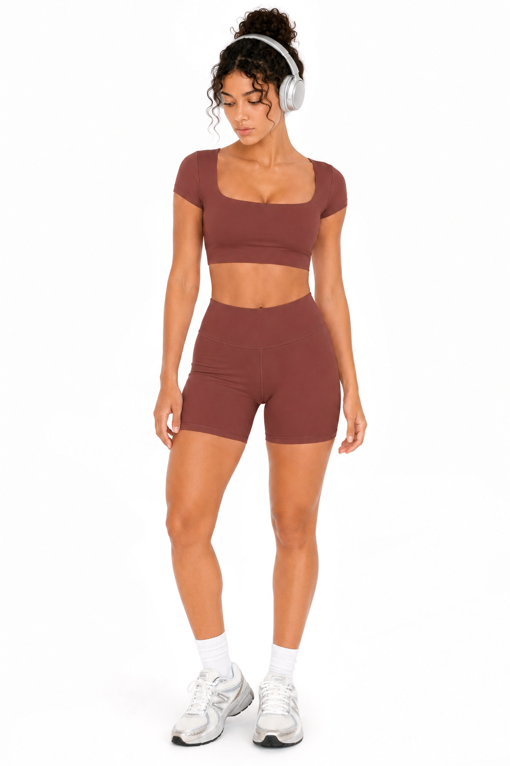 Sunzel Womens Short Sleeve Crop Top with Built in Bra Athletic Yoga T Shirt Casual Fitted Workout Gym Active Tee with Padding