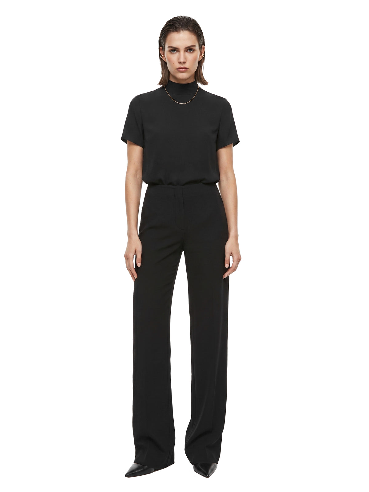 Sunzel Women's Mid Rise Wide Leg Dress Pants Stretchy Office Work Trousers