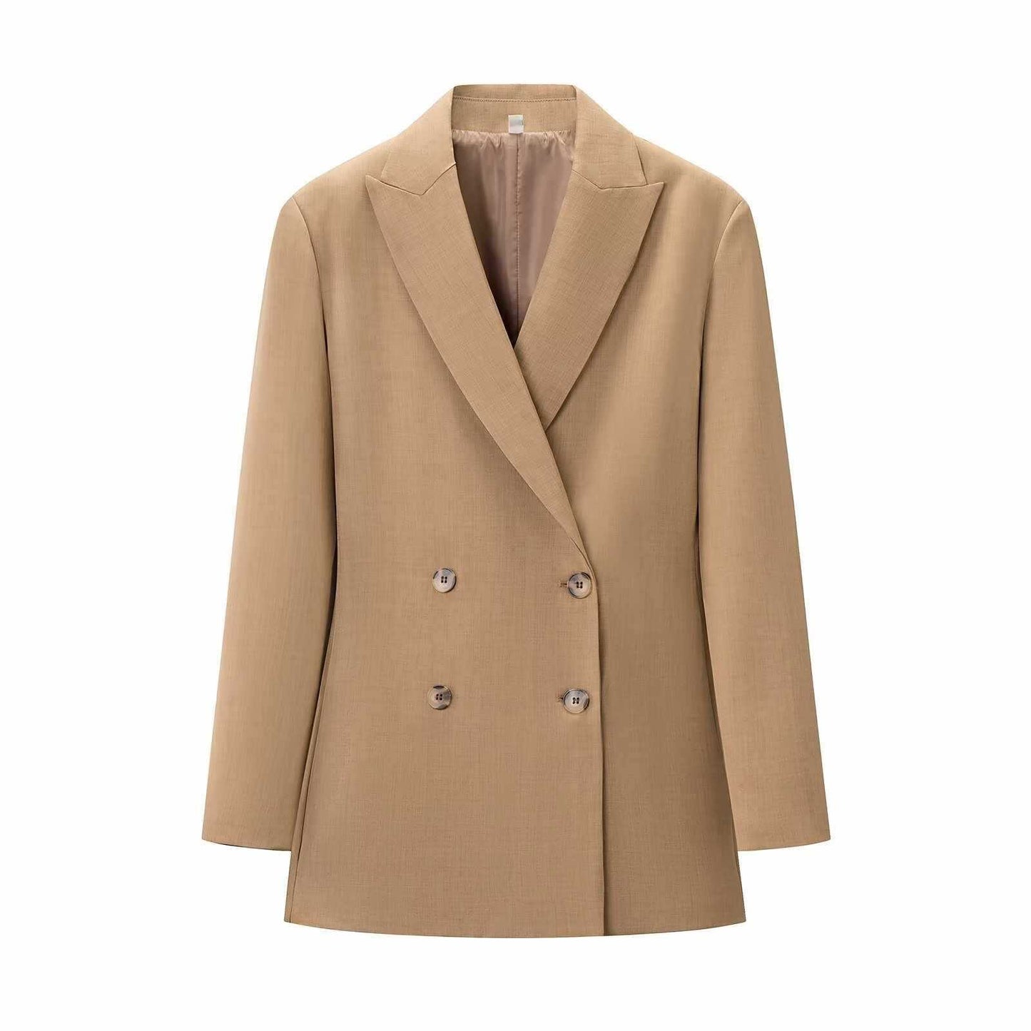 Sunzel Womens Blazer Coat, Camel Double Breasted Slim Fit Dress Coat, Lapel Collar Long Sleeve Office Fall Outerwear