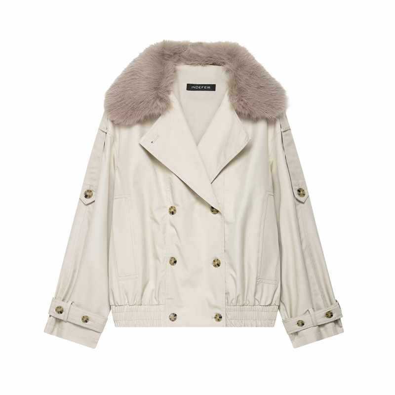Sunzel Womens Short Trench Coat, Beige Stand Collar Belted Fall Outerwear, Button Front Long Sleeve Dress Coat No Pockets