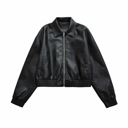 TRENDY URBAN STREET CASUAL JACKET – Lightweight, Oversized PU-Feel Outerwear with Pockets, Breathable & Wrinkle-Resistant for Everyday City Wear