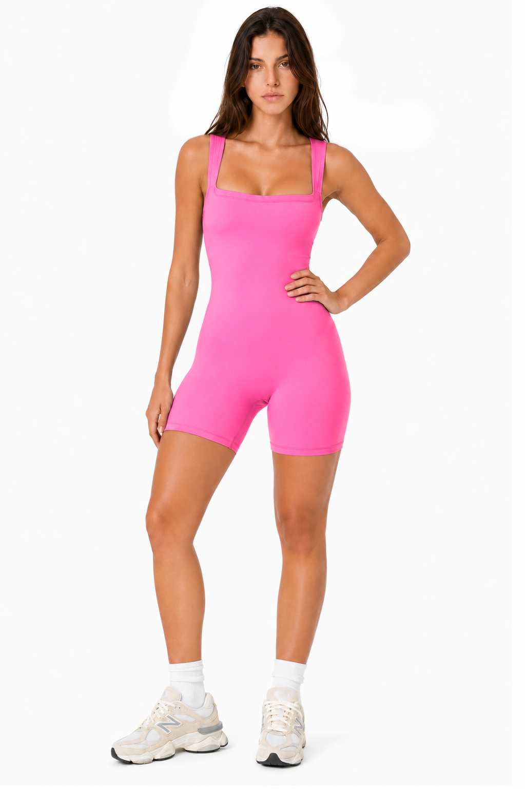 Sunzel Buttery Soft Shorts Sports Women's Square Neck Butt Lift Bodysuit