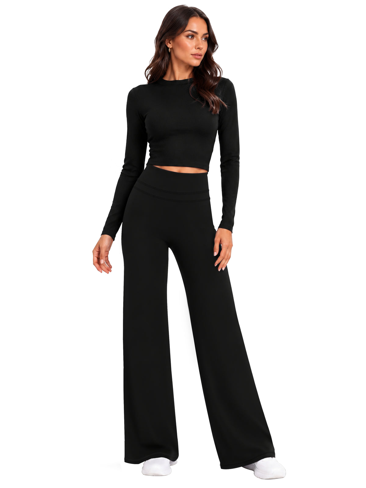 Sunzel Women's Fleece Lined Wide Leg Leggings Scrunch Butt Yoga Pants