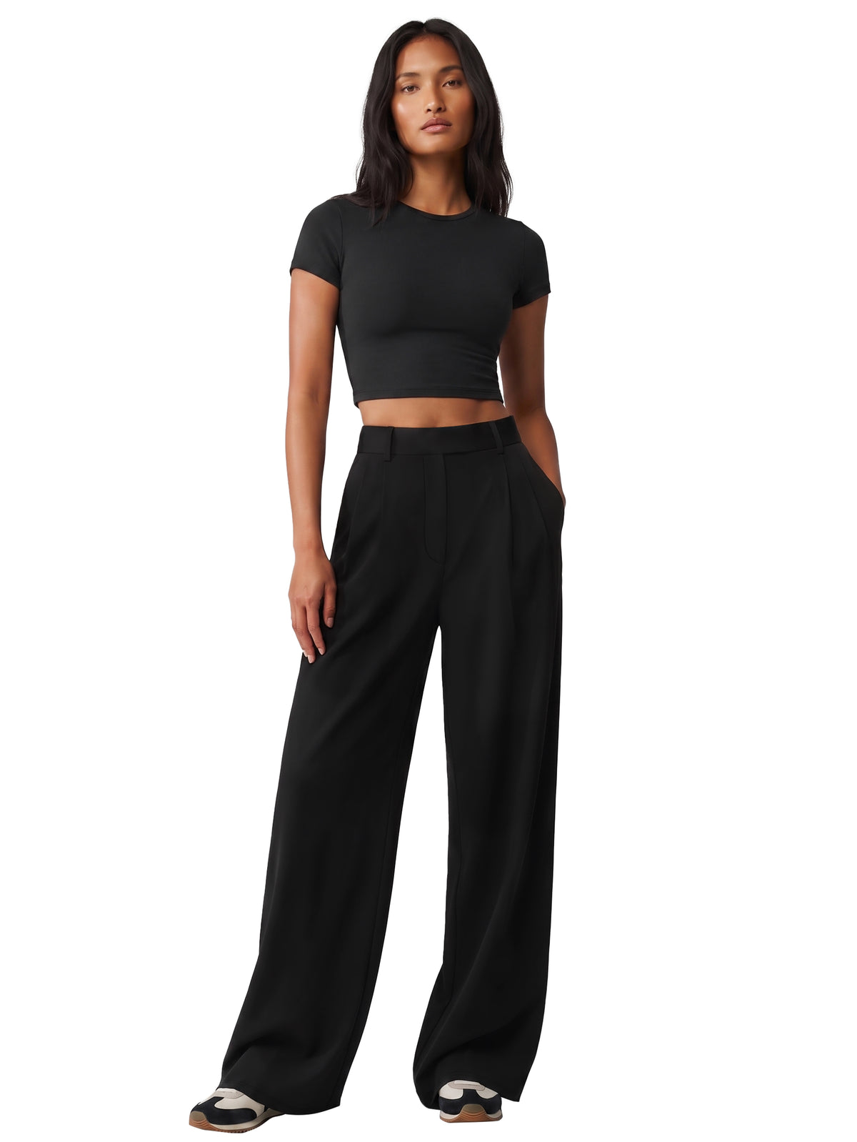 Sunzel Pleated Wide Leg Dress Pants for Women High Waisted Workout Trousers