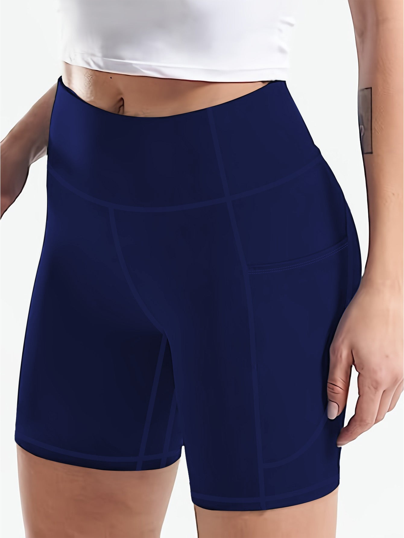 Plus Size 5XL High-Waisted Yoga Shorts for Women Tummy Control Workout Shorts with Phone Pocket Moisture-Wicking Fabric for Running Gym Yoga