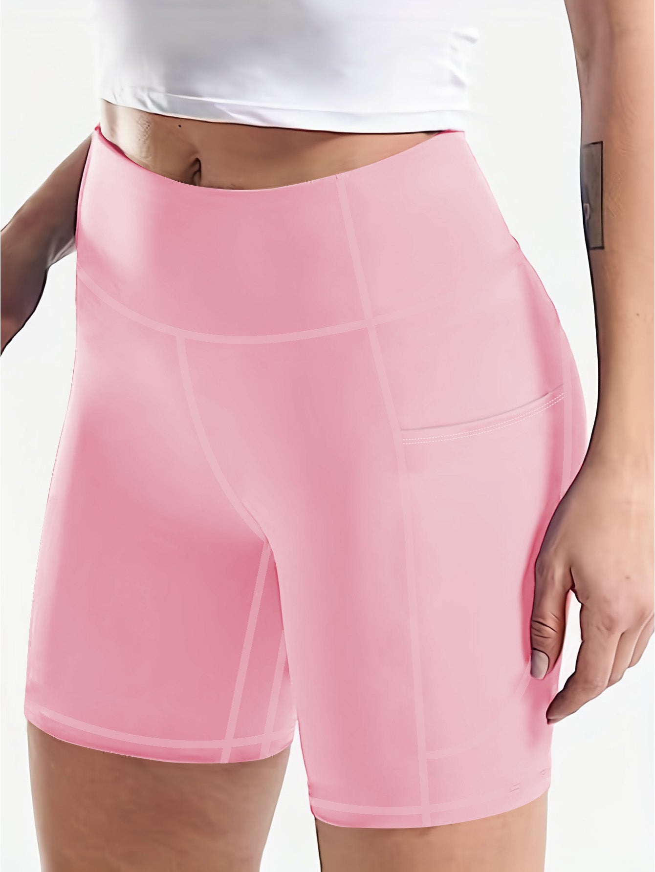 Plus Size 5XL High-Waisted Yoga Shorts for Women Tummy Control Workout Shorts with Phone Pocket Moisture-Wicking Fabric for Running Gym Yoga