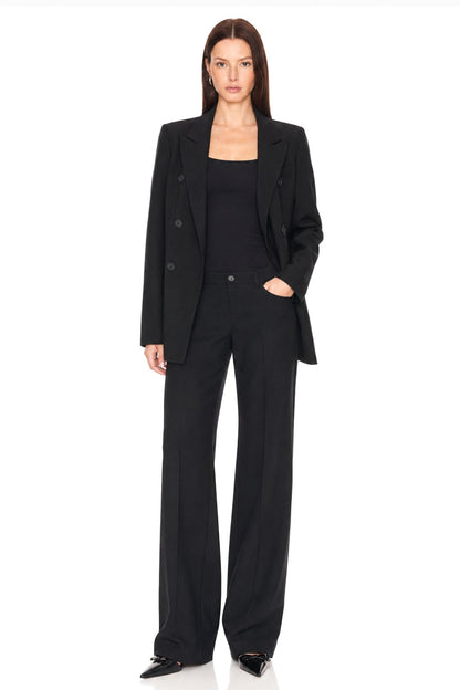 Sunzel Womens Black Blazer Dress Double Breasted Long Sleeve Lapel Slim Fit Longline Jacket with Pockets
