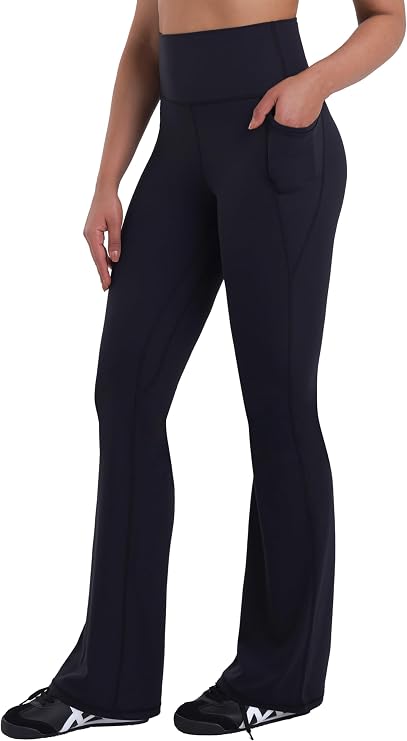 Sunzel Women Mini Flare Leggings with Pockets Breathable Bootcut Yoga Pants | Mini Flare, Buttery Soft, High Stretchy, High Waisted Tummy Control, Gym Clothes, Workout Casual Dance