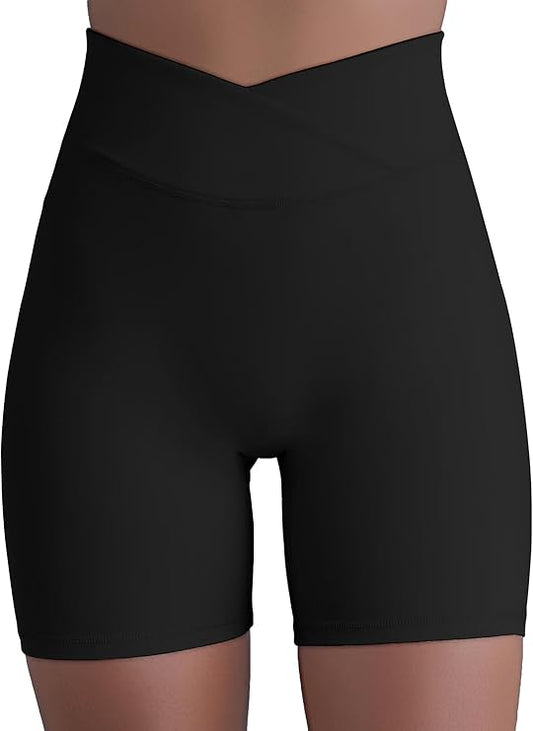 Sunzel Hidden Butt Lifting Scrunch Biker Shorts for Women High Waist Crossover Yoga Gym Workout Shorts with Tummy Control