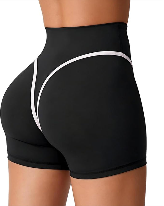 Sunzel No Front Seam High Waisted Contrast Contour Biker Shorts Women | Buttery Soft, Tummy Control, Contrast Contour Seams Lift Hips, Squat Proof Opaque, No Ride Up, Stays In Place, Yoga Workout