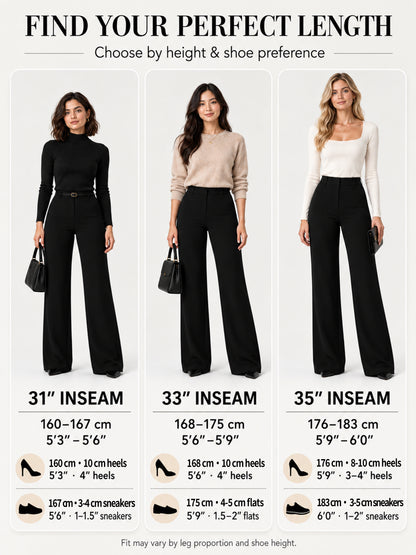 Sunzel Womens Stretch Wide Leg Dress Pants Hidden Butt Scrunch Work Trouser