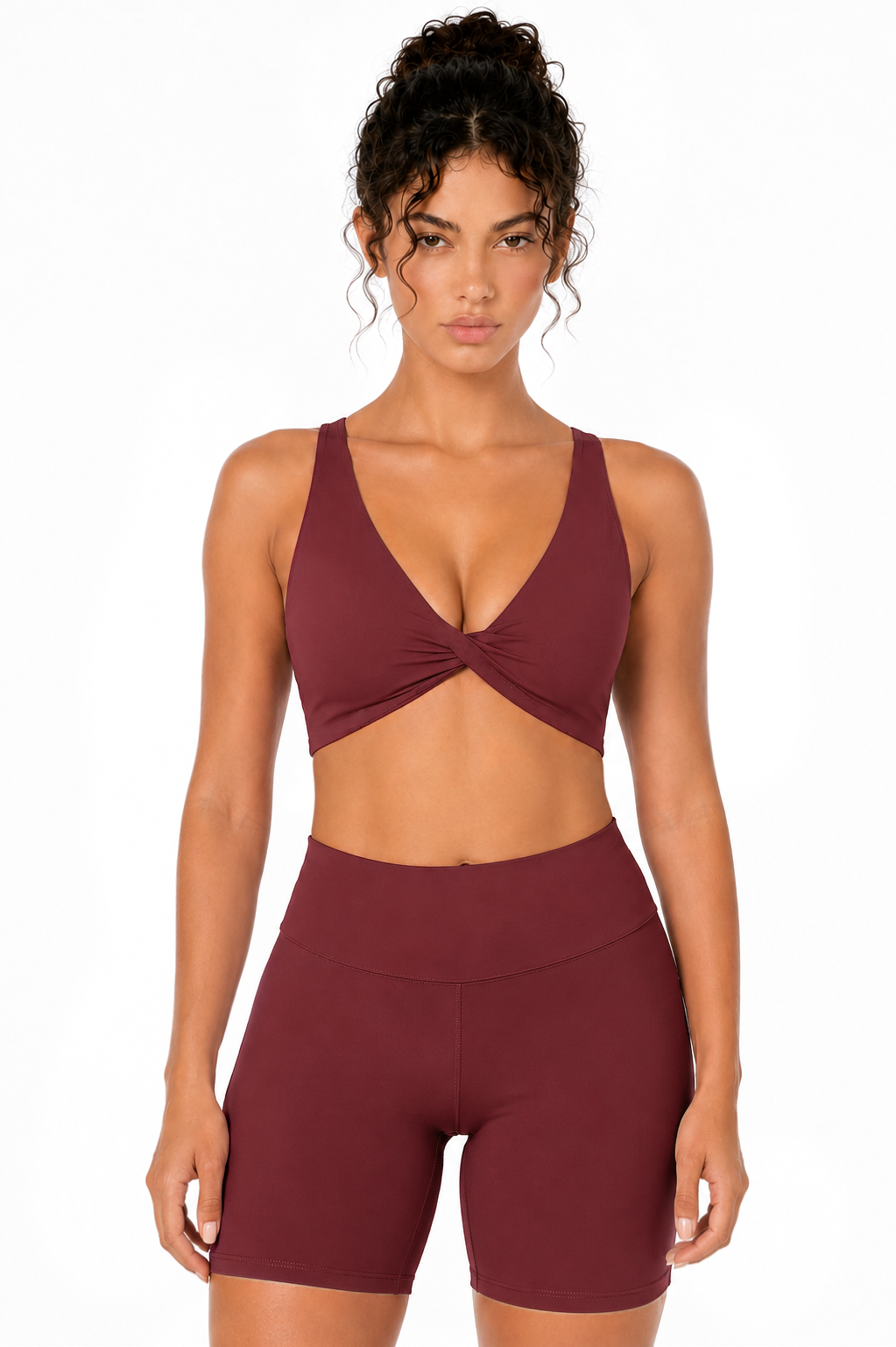Sunzel Women's V-Neck Twist Sports Bra Low Impact with Removable Pads Cross Backless Straps Going Out Casual Padded Bralette